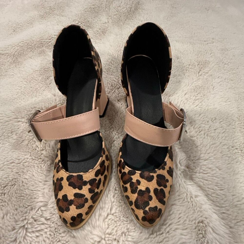 Brand new leopard/cheetah print Mary jane’s size 37